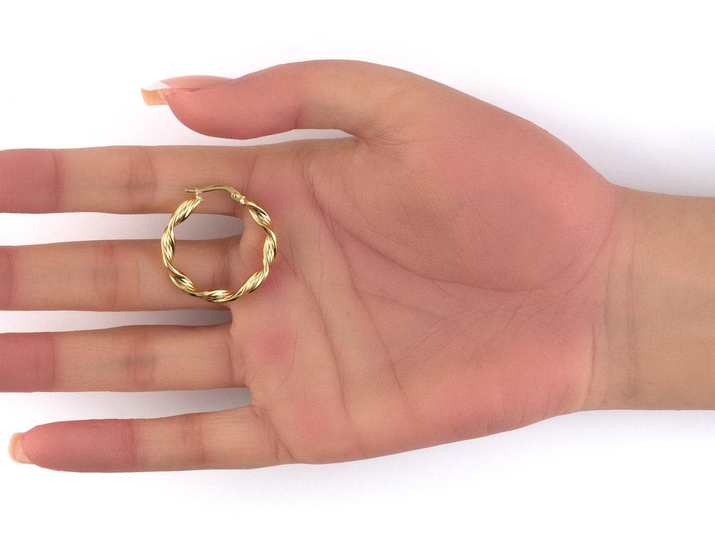 54534 - "Uno A Erre" Gold Hollow Twisted Wire Design Round Hoop Earrings