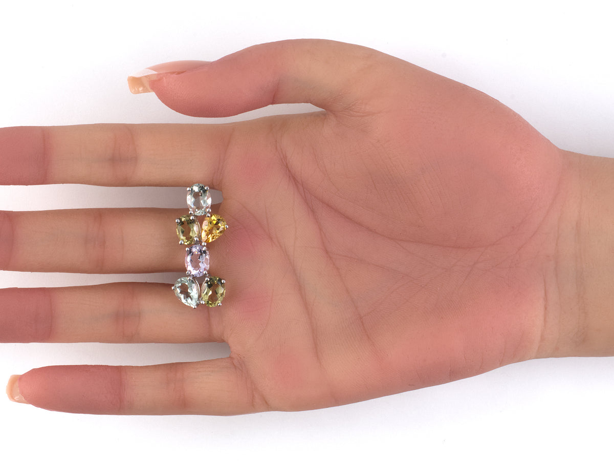 54577 - Gold Citrine Amethyst Quartz Floral Cluster Drop Earrings