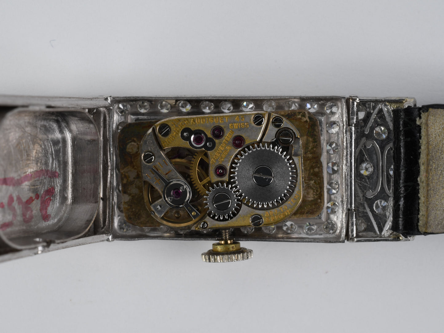 61294 - SOLD - Art Deco Audiguet Platinum Diamond Rectangle Watch