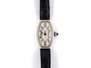 61383 - Art Deco Goering Gold Swiss Watch Black Crocodile Strap