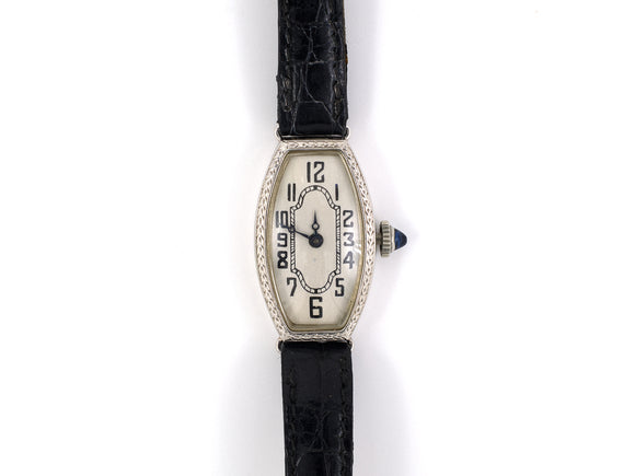 61383 - Art Deco Goering Gold Swiss Watch Black Crocodile Strap