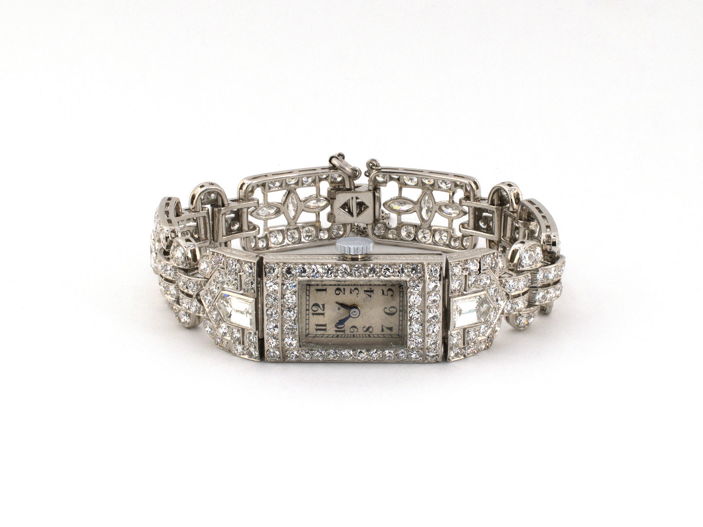 61387 - Art Deco Kreisler Platinum Diamond Open Work Quartz Watch