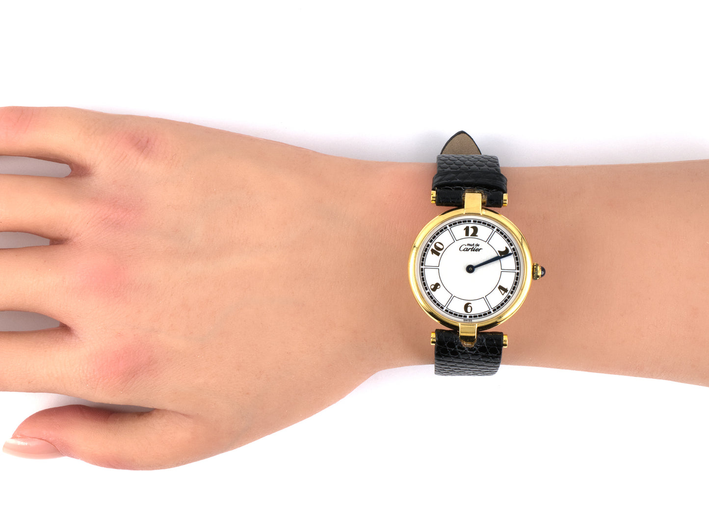 61393 - Circa 1990s Must De Cartier Vermeil 30mm Round Face Quartz Wrist Watch