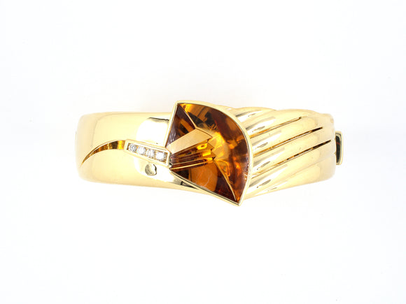 72269 - Gold Citrine Diamond Bangle Bracelet