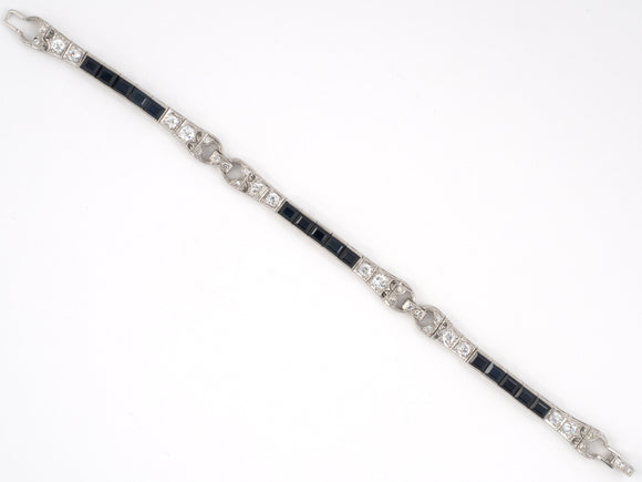 73837 - Art Deco Platinum Diamond Sapphire Bracelet