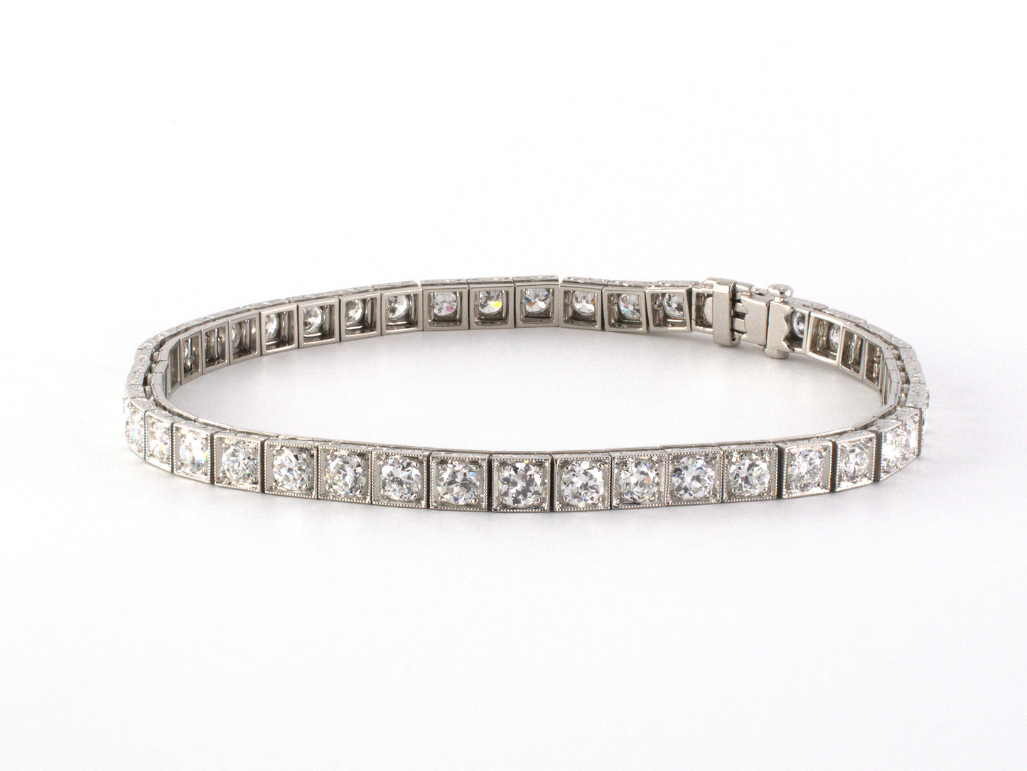 73889 - SOLD - Art Deco Platinum Diamond Straight Line Bracelet