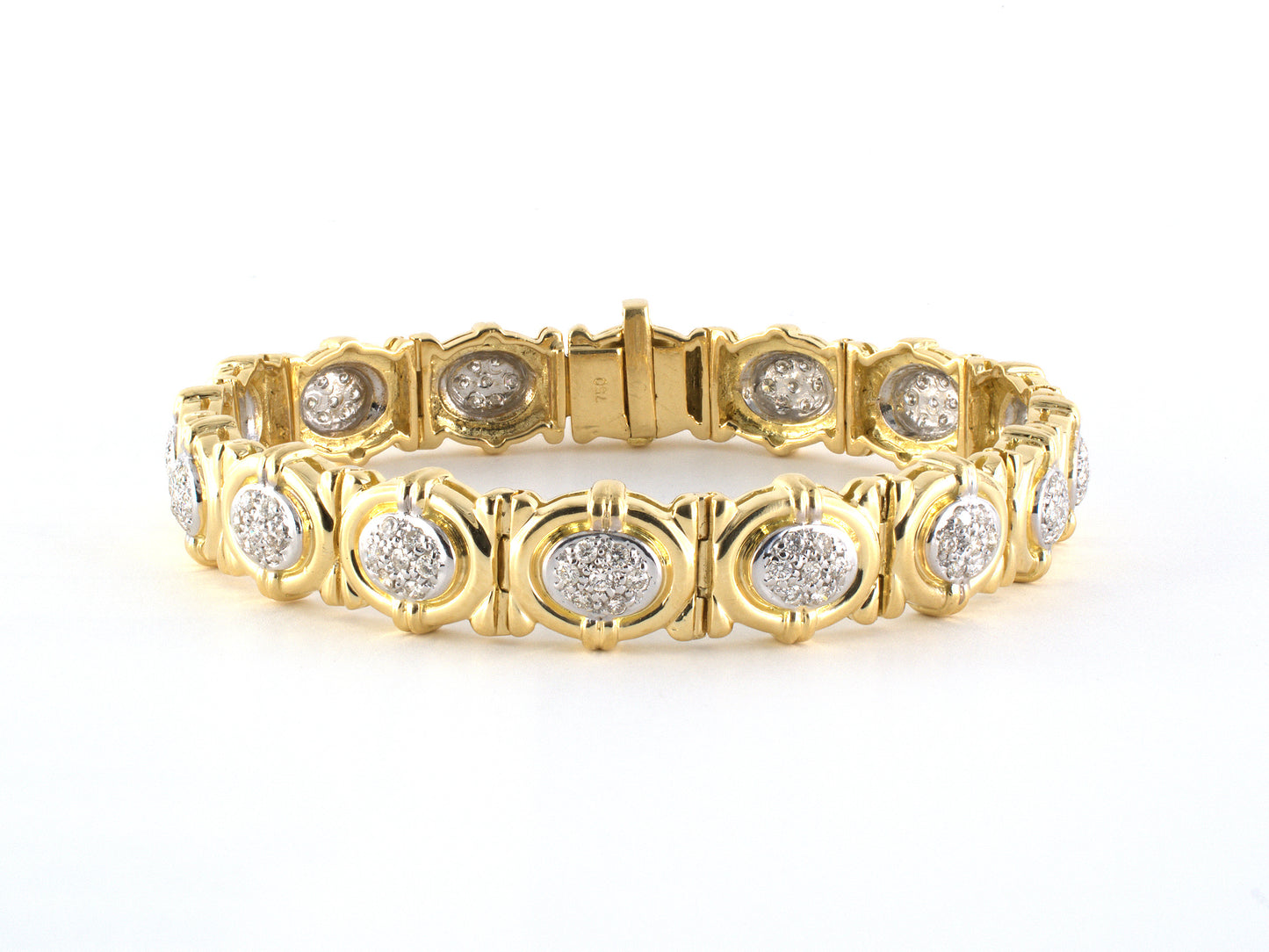 73892 - Gold 2-Tone Diamond Oval Pave Cluster Bracelet
