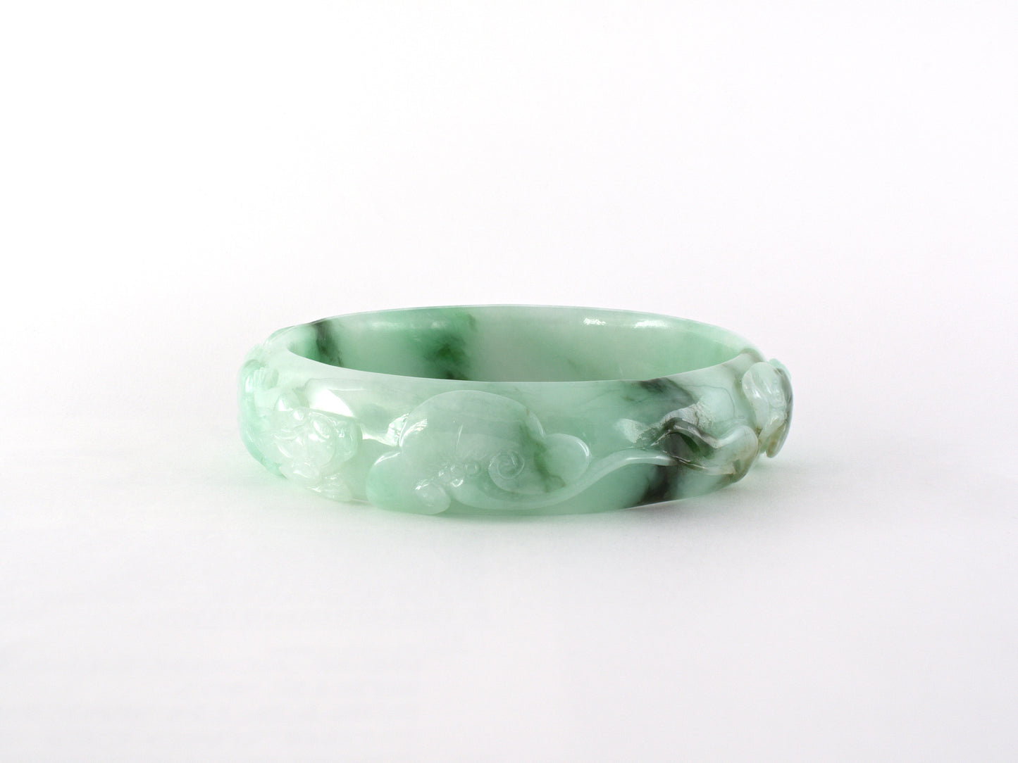 73898 - SOLD - Jadeite Carved Bangle Bracelet