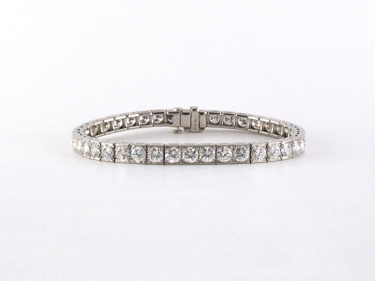 73907 - SOLD - Circa 1960 Platinum Diamond Straight Line Bracelet, 6 7/8"