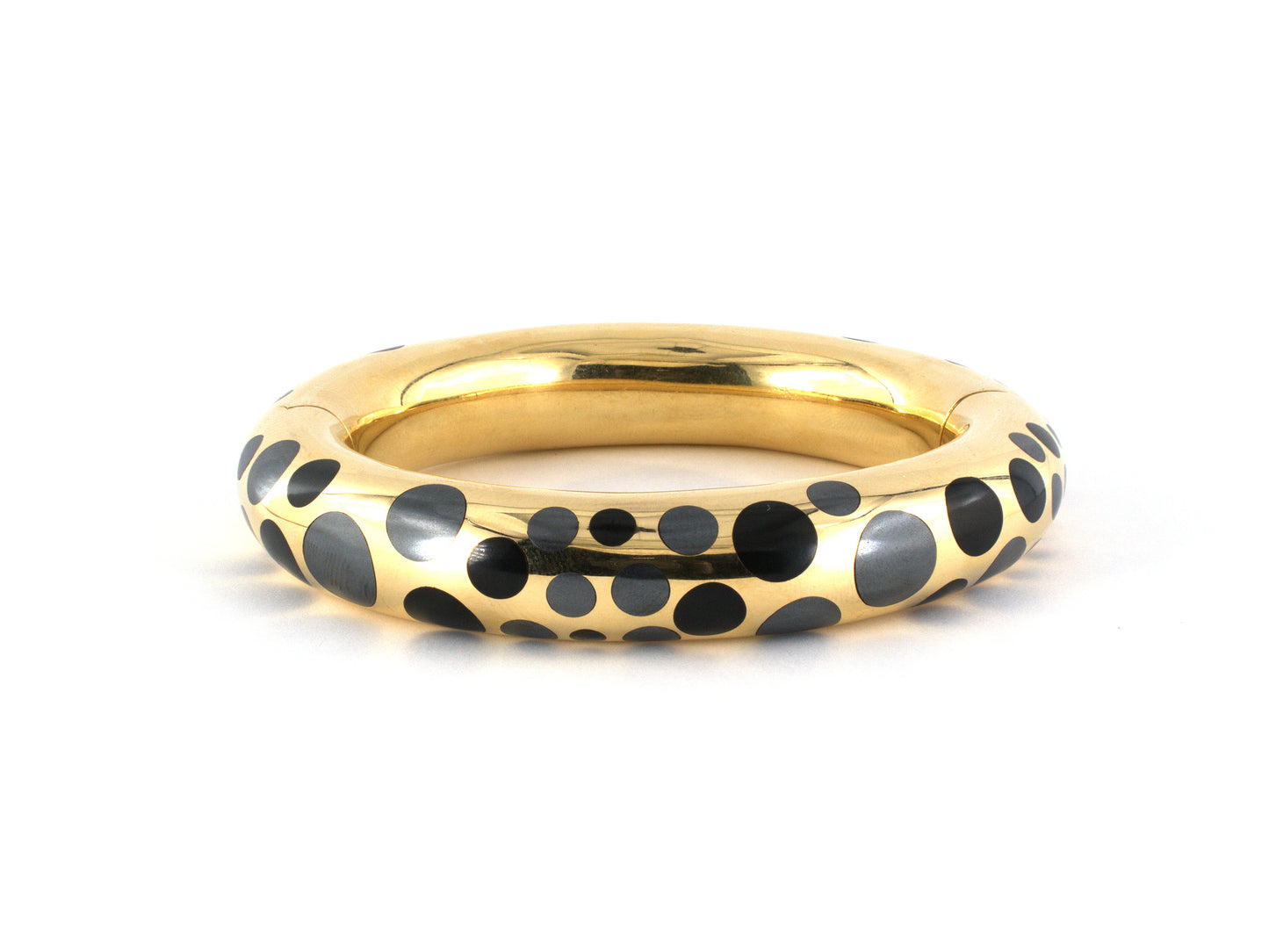 73911 - Circa 1980s Tiffany Jade Hematite Tubular Hinged Bangle Bracelet