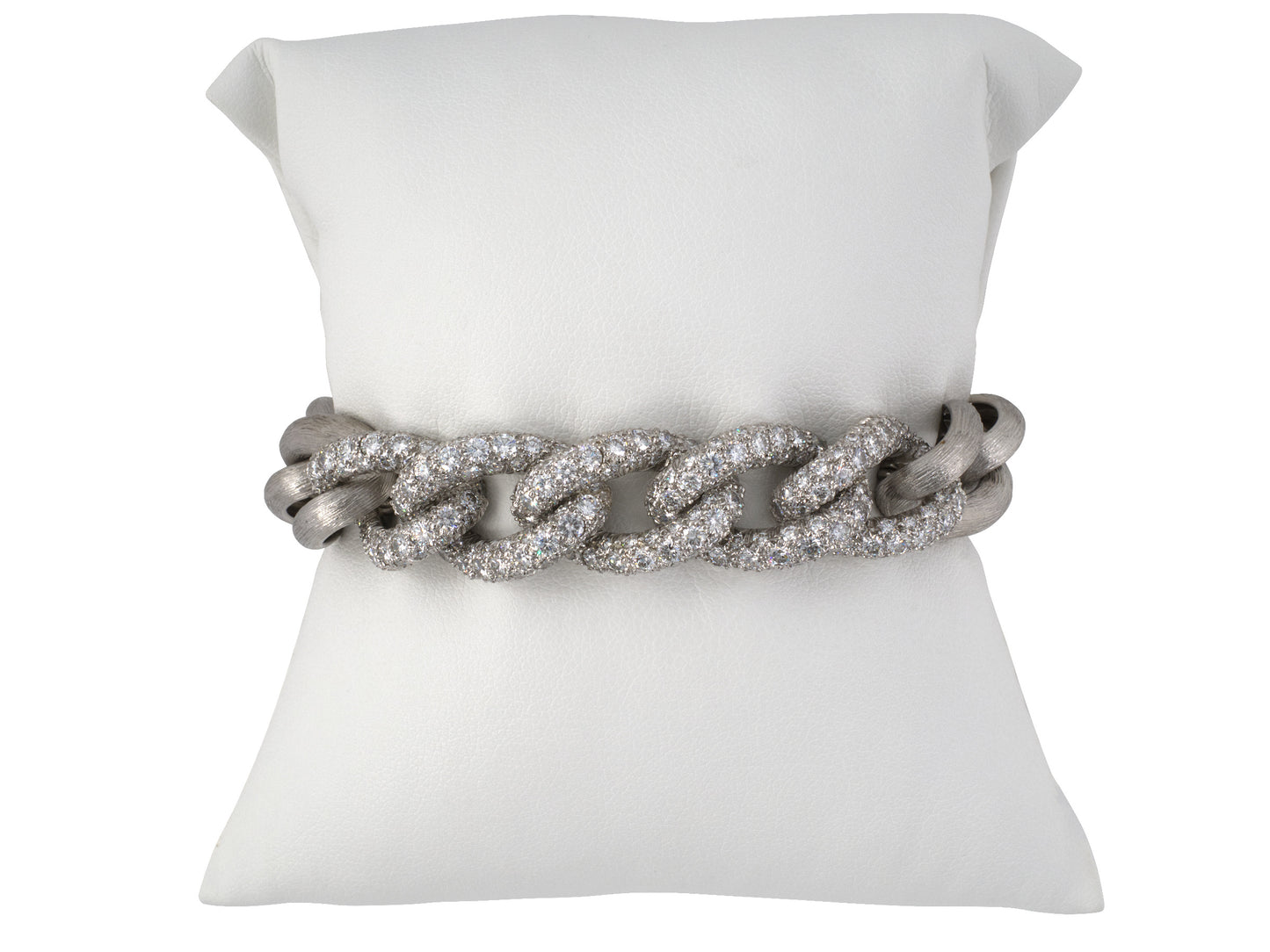 73914 - "Dunay" Platinum Diamond Sabi Finish Curb Link Bracelet