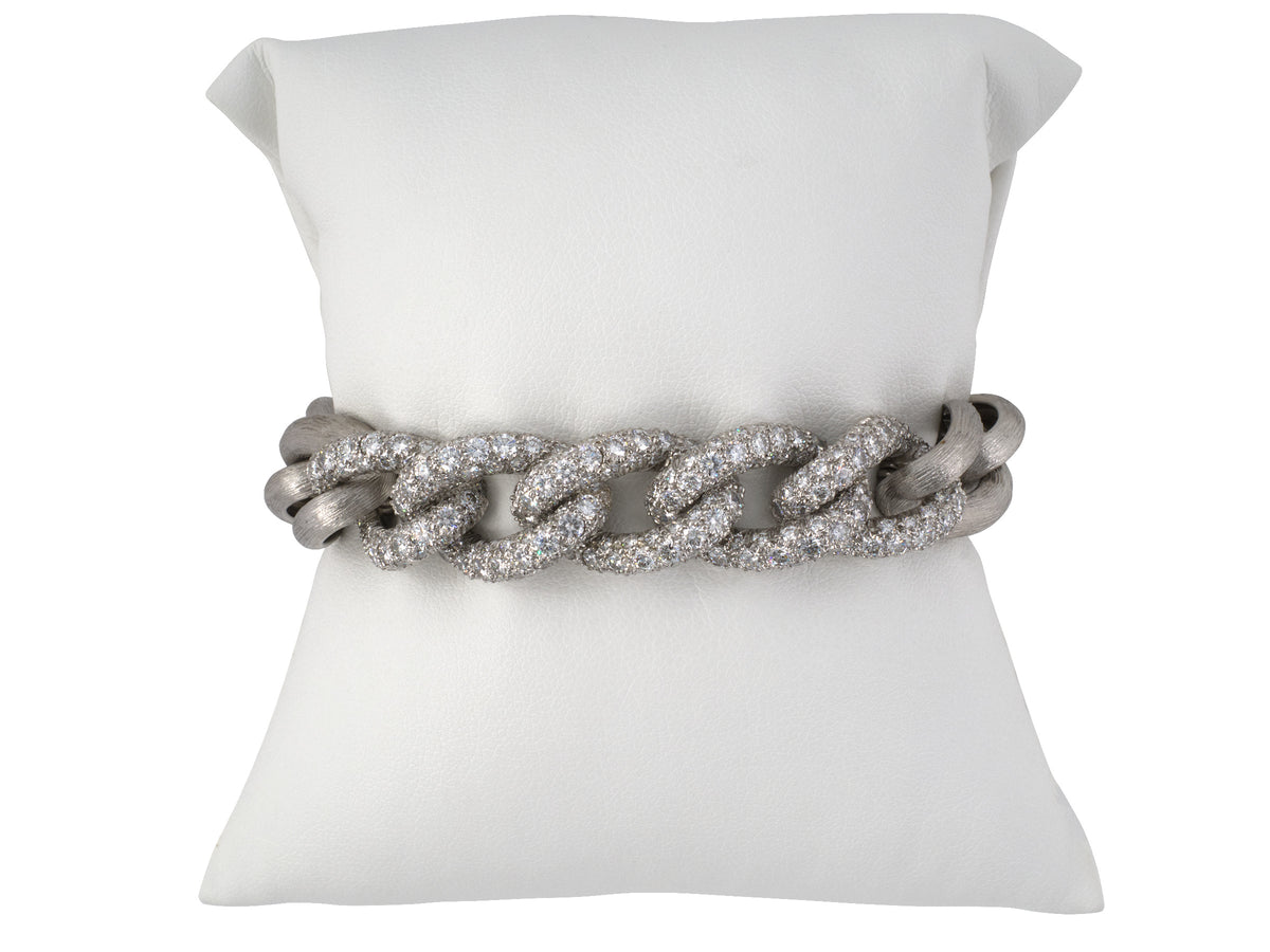 73914 - "Dunay" Platinum Diamond Sabi Finish Curb Link Bracelet