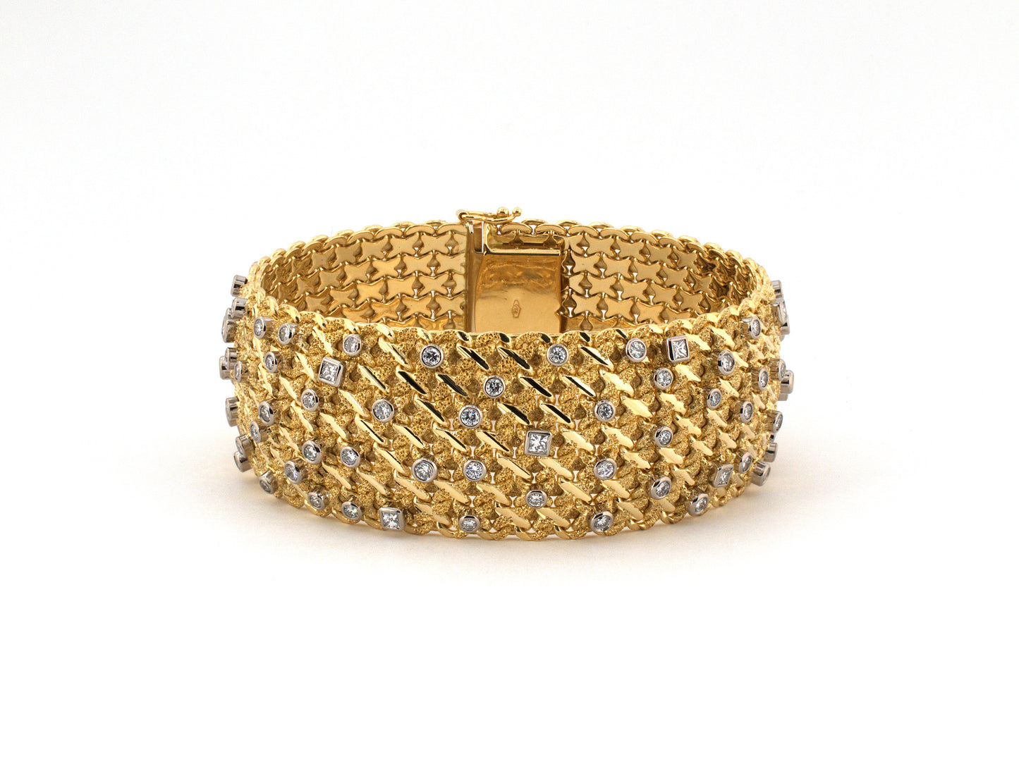 73953 - Italy Gold Diamond Nugget Finish Wide Bracelet