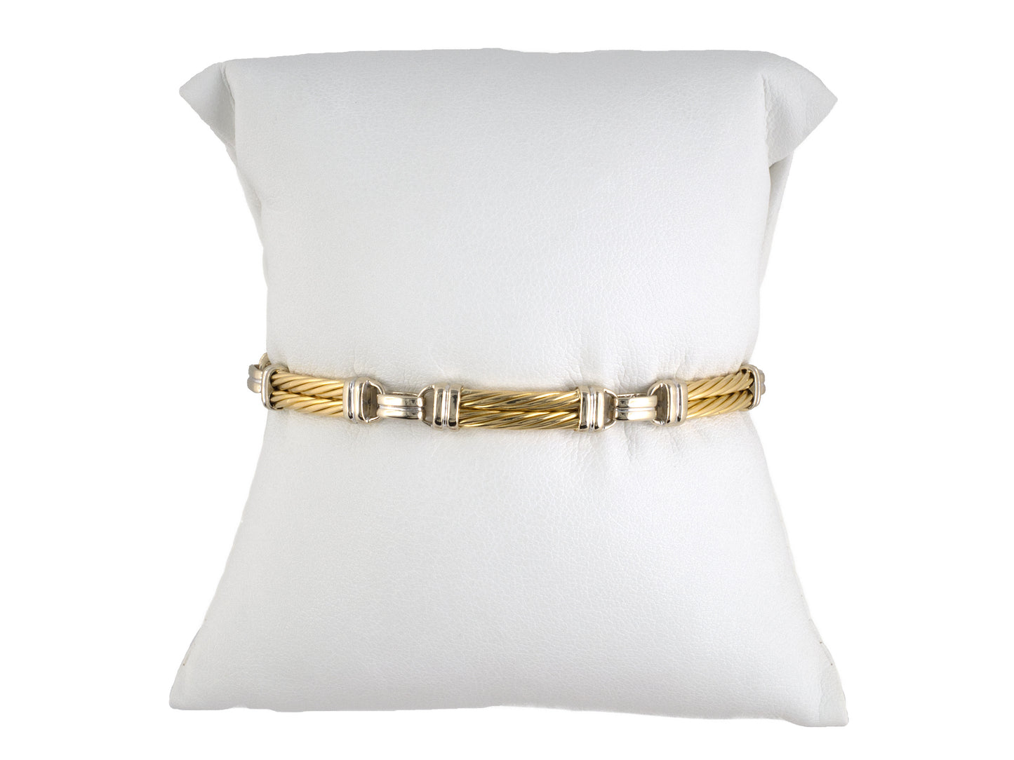 73997 - Gold 2-Row Alternating Twisted Rope Link Bracelet w/ Engraveable Name Plate