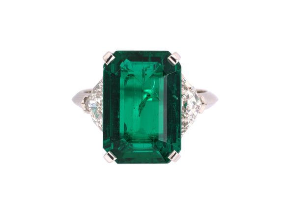 901240 - Cerro Platinum AGL Colombian Emerald GIA Diamond Engagement Ring