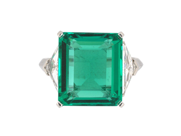 901644 - Cerro Platinum AGL Emerald GIA Diamond 3-stone Ring