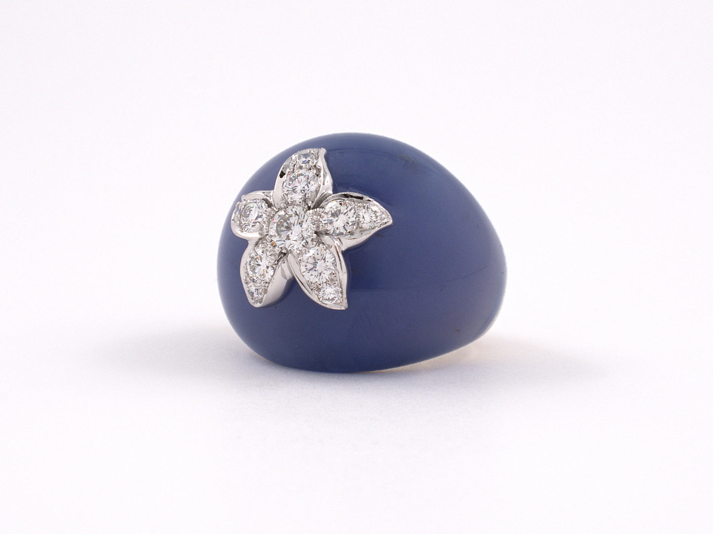 902124 - SOLD - Circa 2009 Baumer Gourmandise French Gold Diamond Chalcedony Cocktail Ring