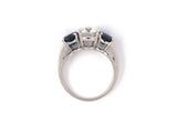 902129 - Circa 1994 Oscar Heyman Platinum GIA Diamond Sapphire 3-Stone Engagement Ring