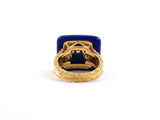 902130 - Circa 1970 Van Cleef & Arpels French Gold Platinum Lapis Diamond Rectangular Domed Ring