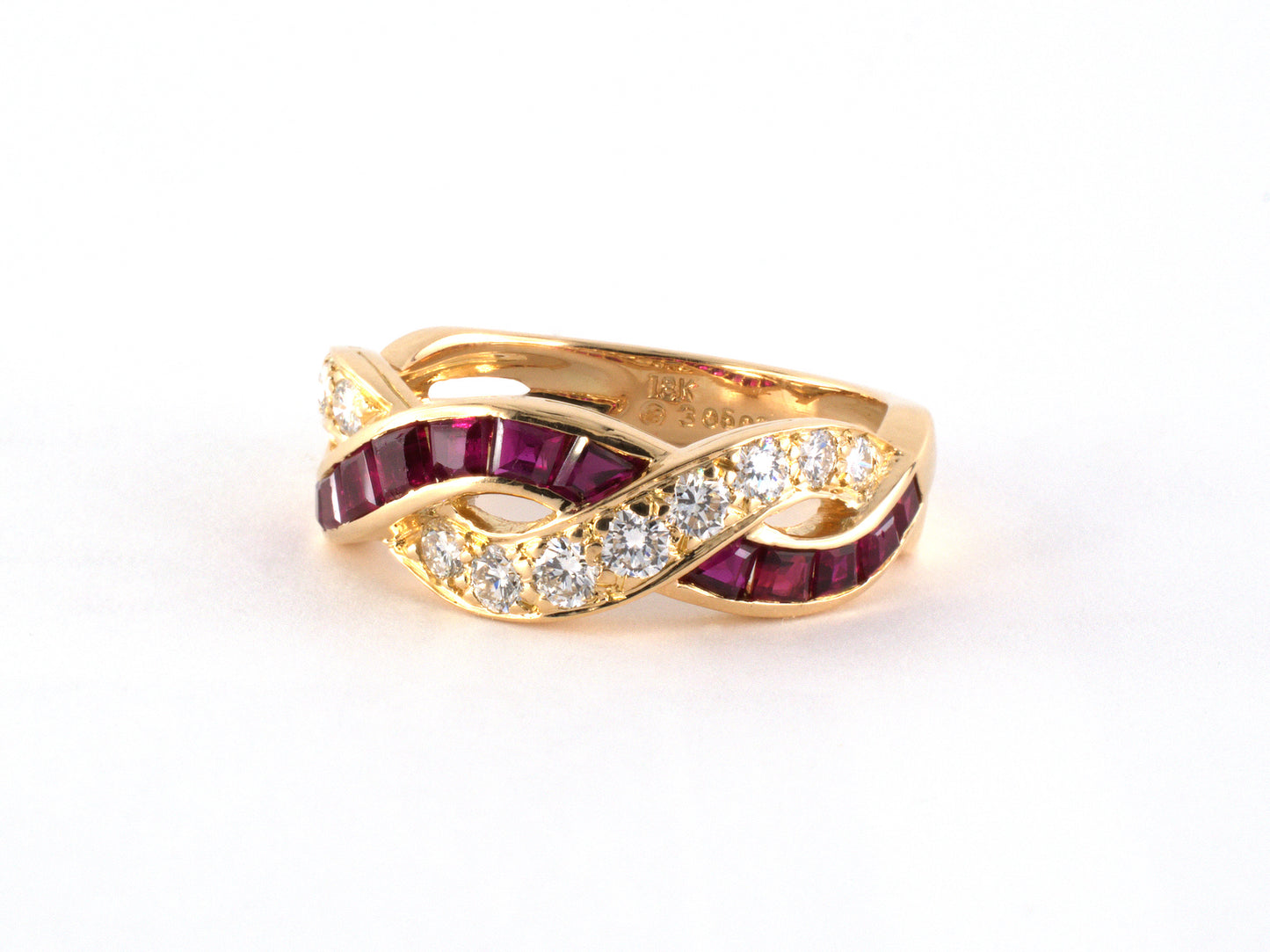 902271 - SOLD - Oscar Heyman Gold Calibre Ruby Diamond Wedding Ring