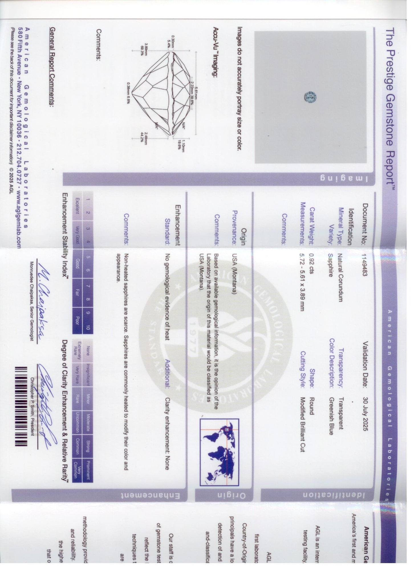902307 - Gold AGL Sapphire Montana Diamond Engagement Style Ring