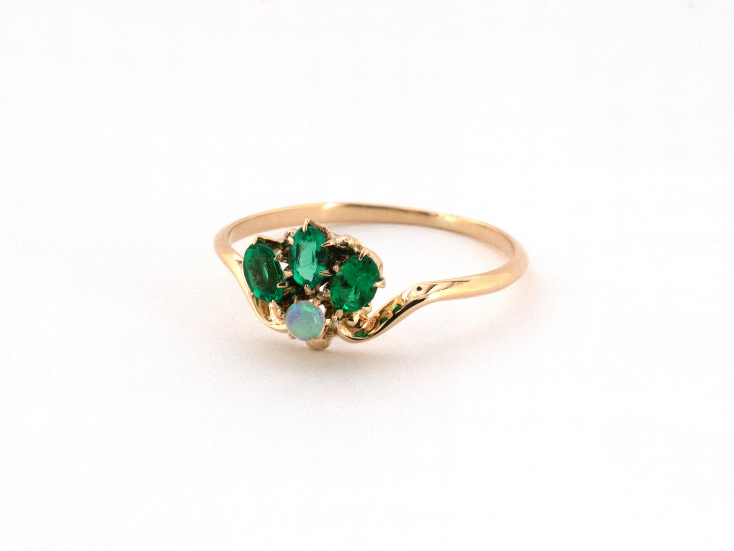 902361 - SOLD - Victorian Gold Emerald Opal Crown Ring