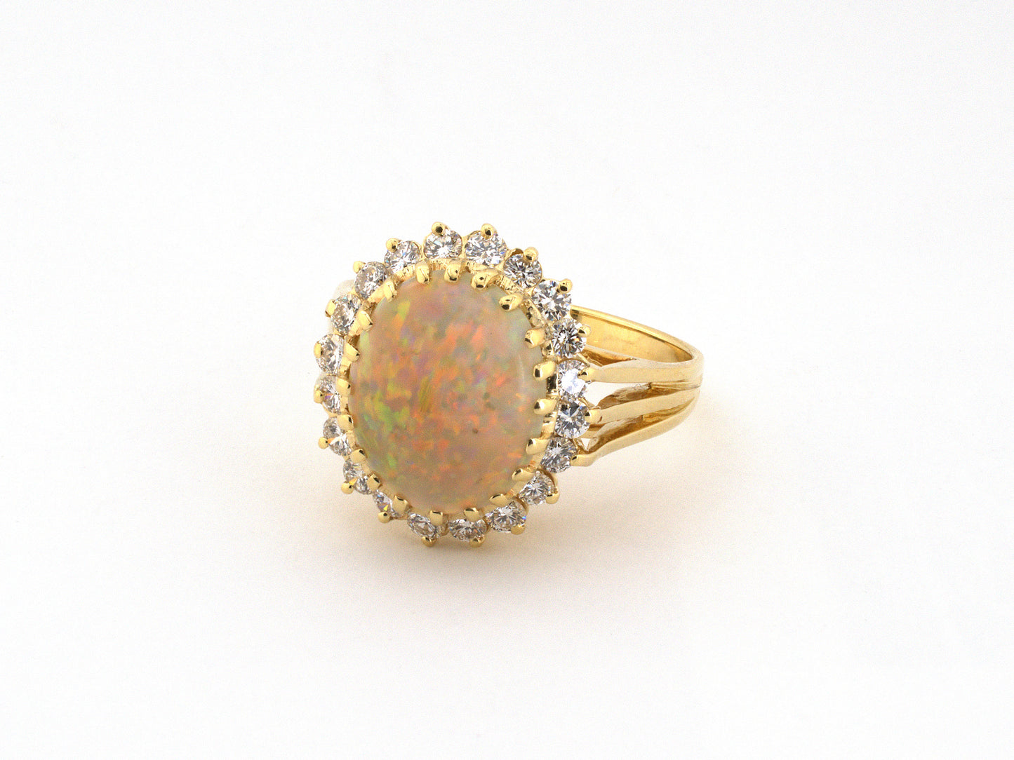 902384 - Gold Opal Diamond Cluster Ring