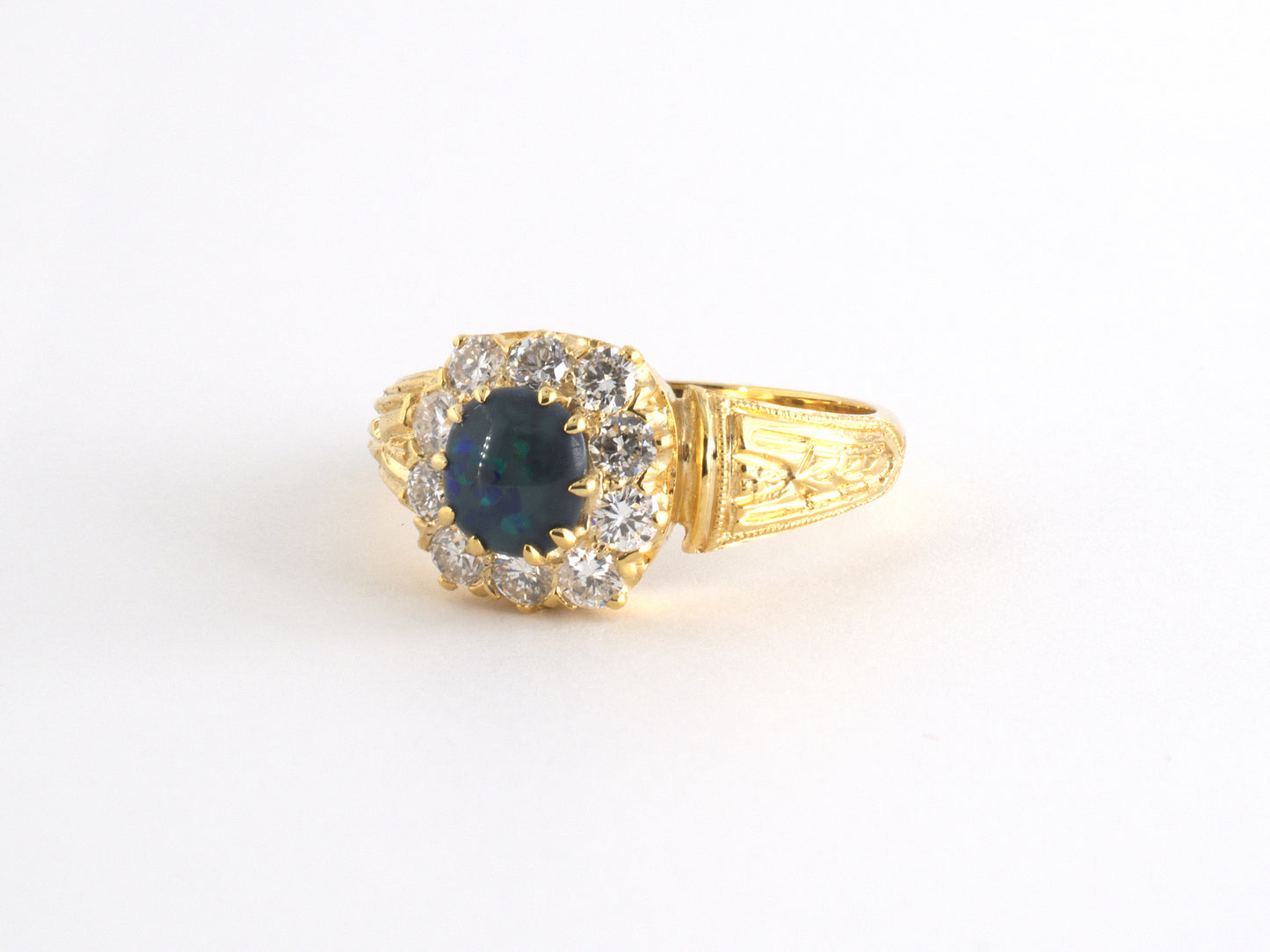 93592 - Opal Diamond Antique-Style Cluster Ring