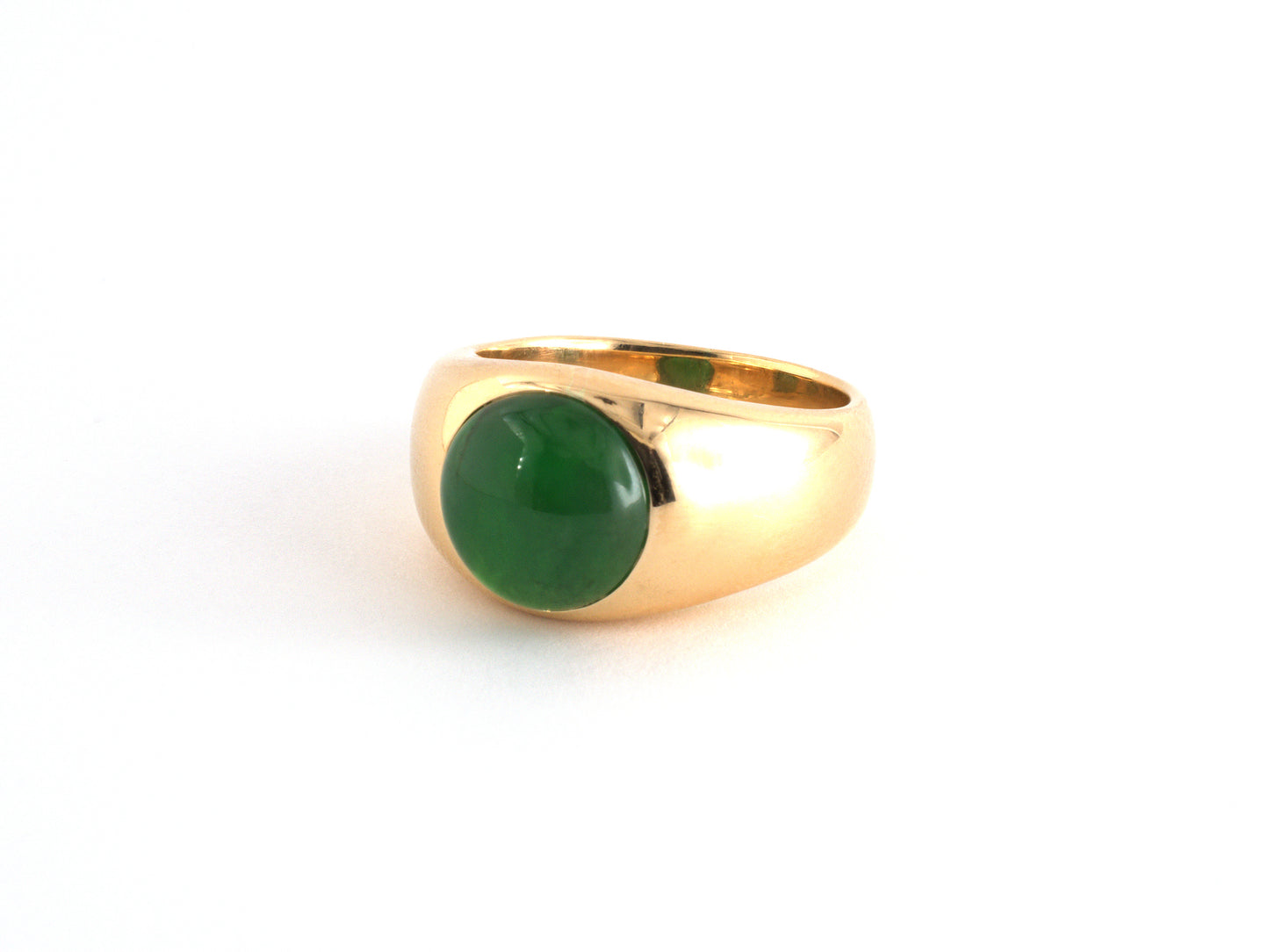 97403 - Gold GIA Jadeite French Gypsy Gents Ring