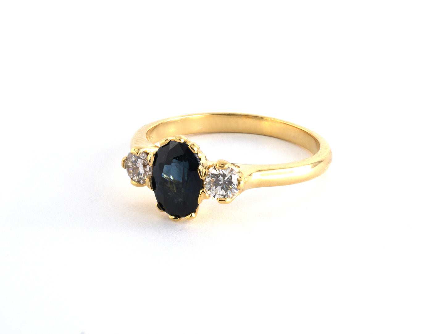 99379 - SOLD - Gold Sapphire Diamond 3-Stone Ring