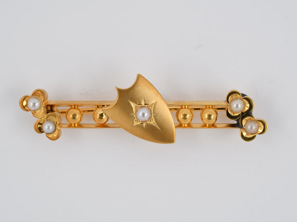 20002 - Victorian Gold Pearl Bar Pin