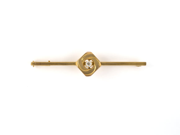 20154 - SOLD - Art Nouveau Gold Diamond Bar Pin