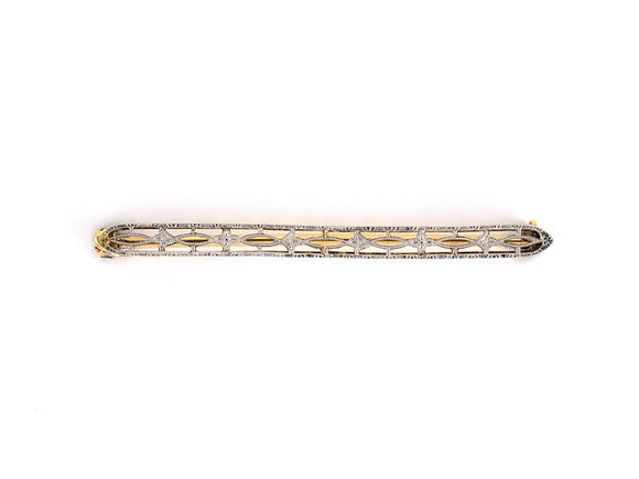 20562 - SOLD - Circa 1910 Platinum Gold Filigree Bar Pin