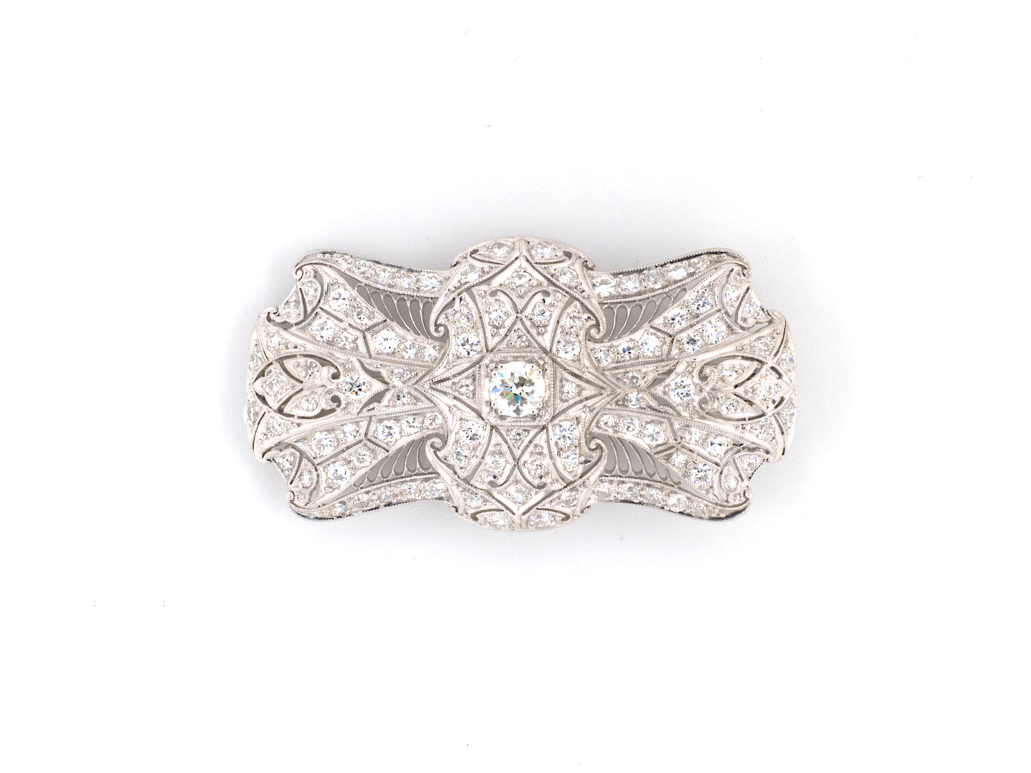 20943 - SOLD - Edwardian Platinum Diamond Filigree Pin Pendant