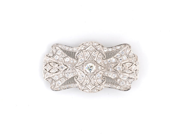 20943 - Edwardian Platinum Diamond Filigree Pin Pendant