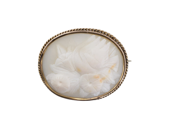 21147 - SOLD - Victorian Gold Shell Cameo Flower Pin