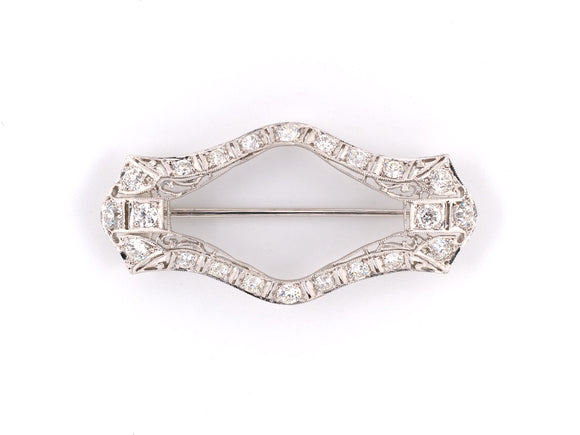 21506 - Art Deco Platinum Diamond Filigree Scarf Pin