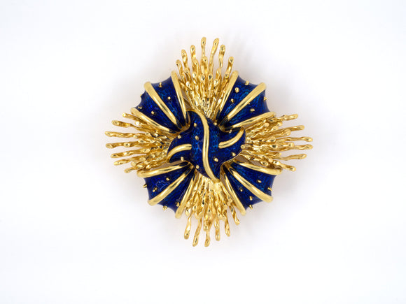 21764 - Circa 1975 Tiffany Gold Enamel Bow Pin