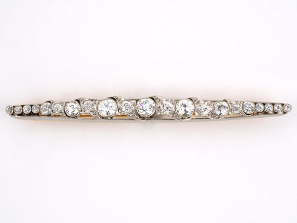 21827 - Edwardian Platinum Gold Diamond Bar Pin
