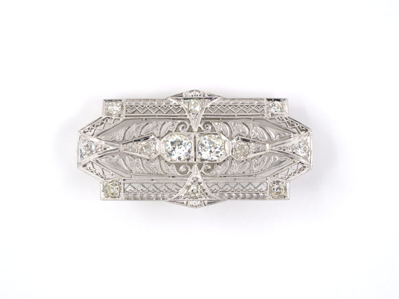 21974 - SOLD - Art Deco Platinum Diamond Filigree Pin