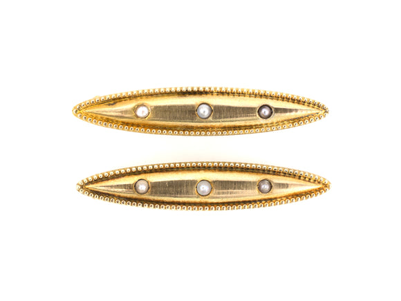 22097 - SOLD - Victorian Krementz Gold Pearls Lingerie Pins