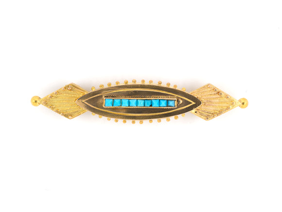 22583 - SOLD - Victorian Gold Turquoise Bar Pin