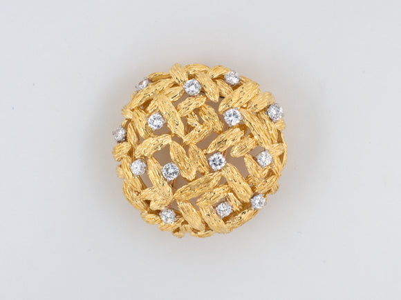 23058 - Circa1960s Mauboussin Gold Platinum Diamond Pin