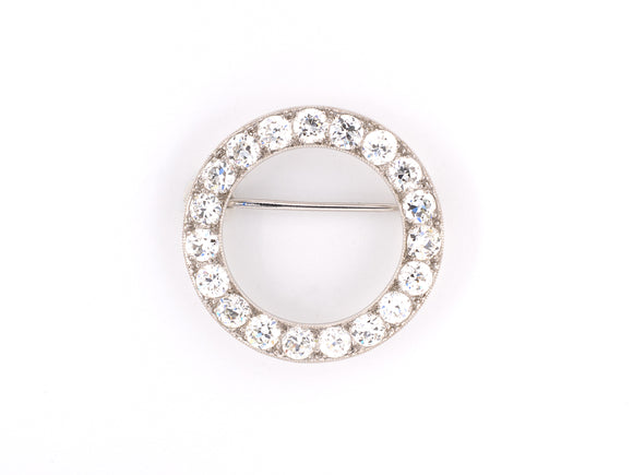 23084 - Art Deco Black Starr Frost Platinum Diamond Circle Pin