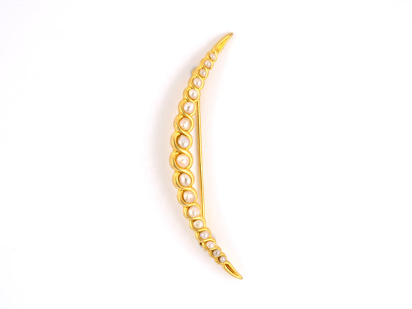 23217 - Art Nouveau Baroque Gold Pearl Moon Pin