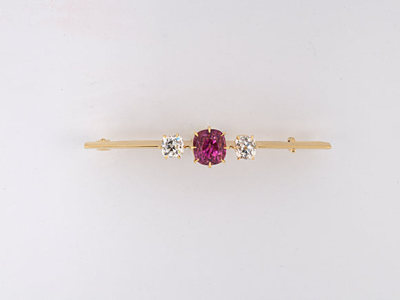23388 - Victorian Tiffany Gold Pink Tourmaline Diamond Bar Pin