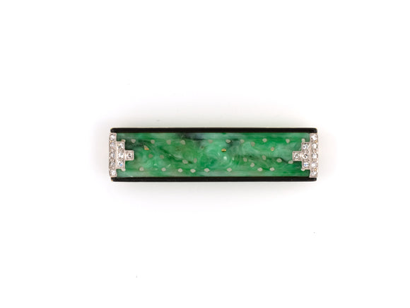 23476 - SOLD - Art Deco Platinum Diamond Jadeite Pin