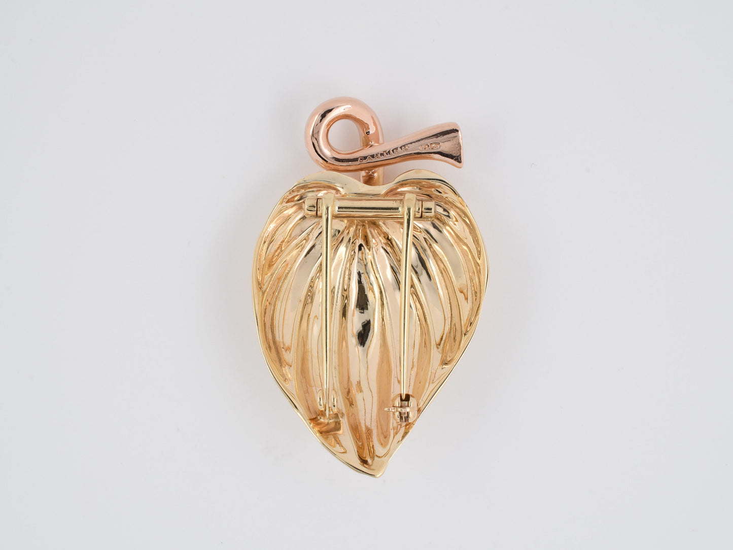 23482 - Retro Cartier Gold Corrugated Leaf Pin