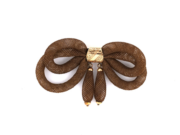 23653 - Victorian Gold Woven Hair Drop Bow Pin