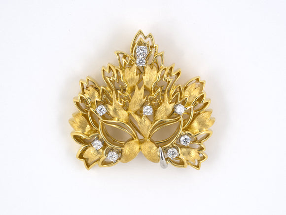 23874 - Dunay Gold Platinum Diamond Mask Pin